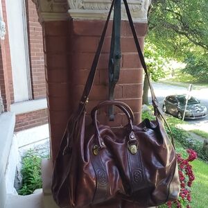 Marino Orlandi Brown Duffel Bag Leather Travel Essential